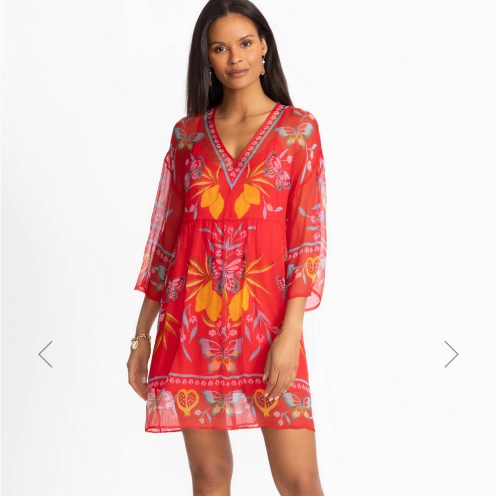 Johnny Was Jade Barbara Butterfly silk mini dress Medium - Picture 5 of 5